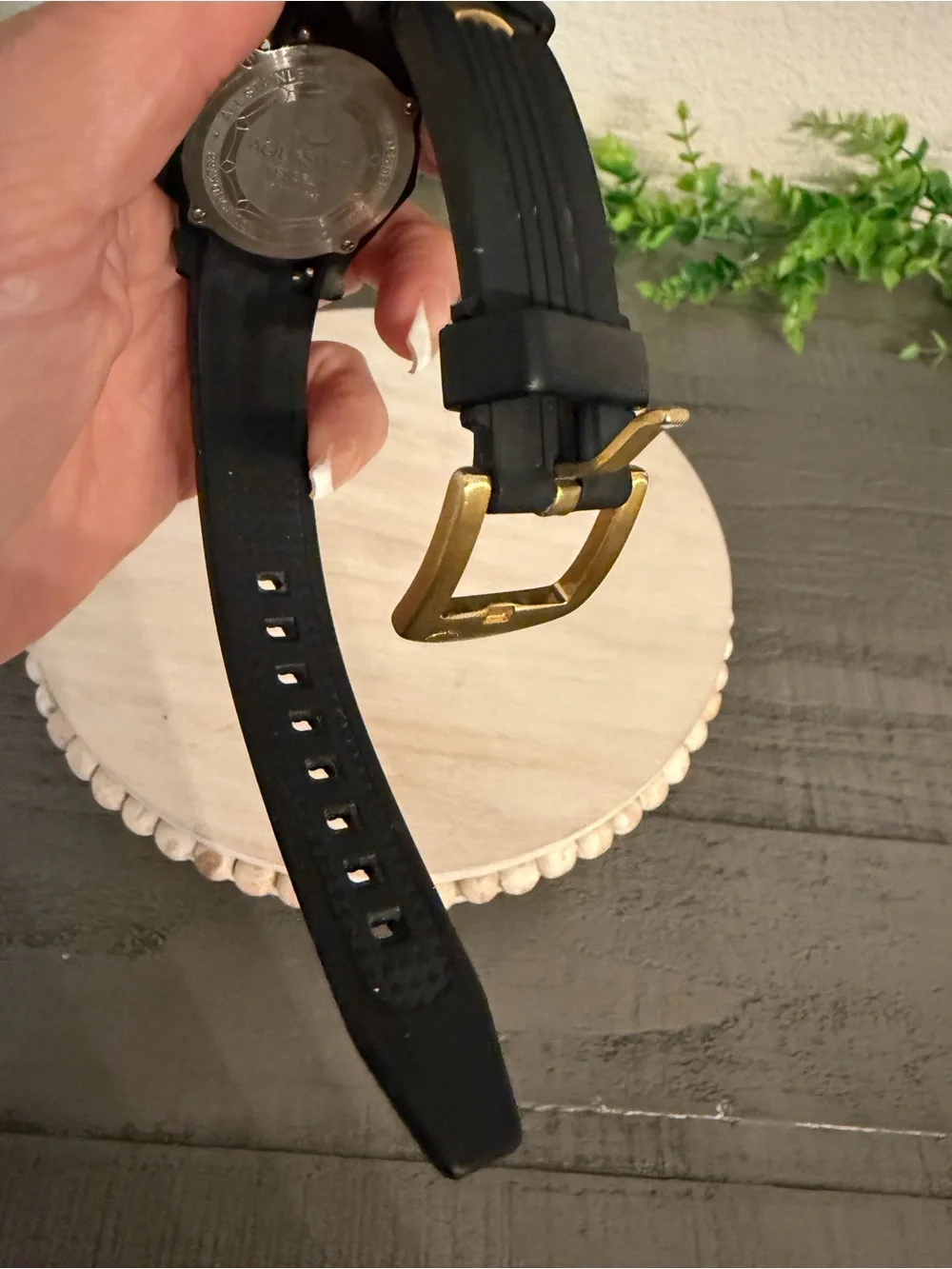 AquaSwiss Black and Gold Accent Sport Watch
